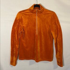Sno Skins Plush Microfleece 1/2 zip pullover shirt orange size small